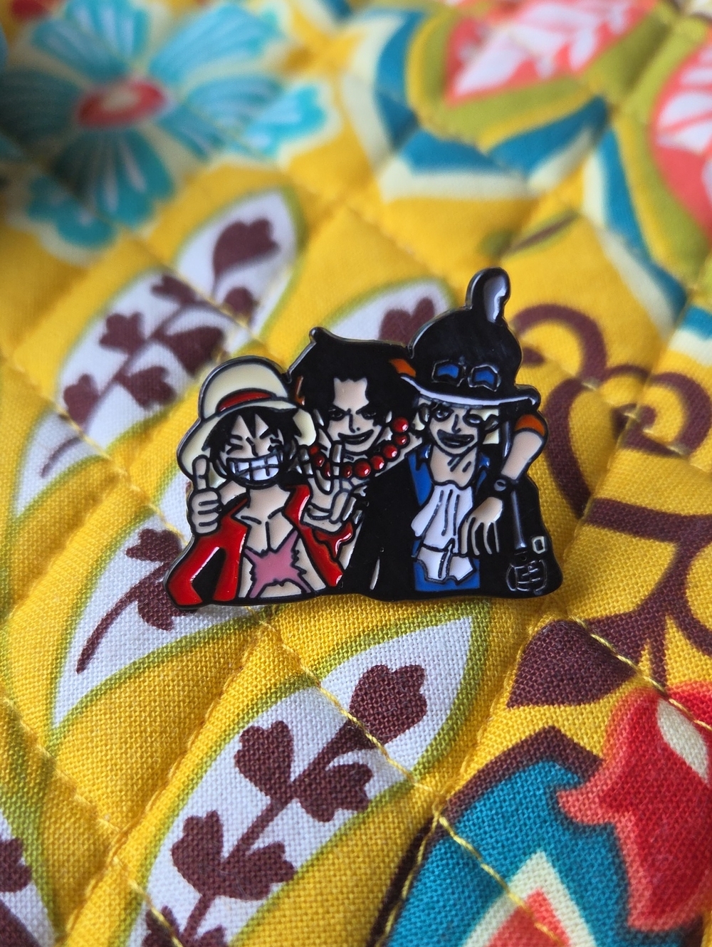 Onepiece Enamel Pin Trio - Black, Red, Blue